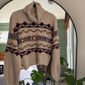True Craft Multicolor Geometric Turtleneck Sweater